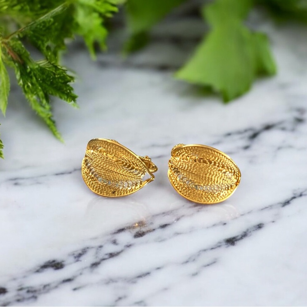 Vintage Napier Gold Leaf Filigree Earrings
